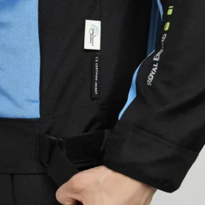 Royal Enfield High Street Eco Riding Jacket Blue with CE armors and breathable mesh design