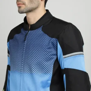 Royal Enfield High Street Eco Riding Jacket Blue with CE armors and breathable mesh design