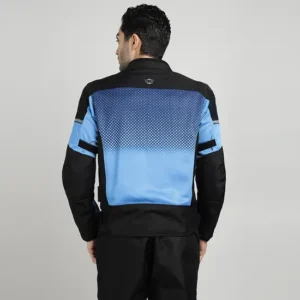 Royal Enfield High Street Eco Riding Jacket Blue with CE armors and breathable mesh design