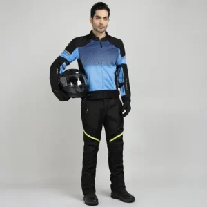 Royal Enfield High Street Eco Riding Jacket Blue with CE armors and breathable mesh design