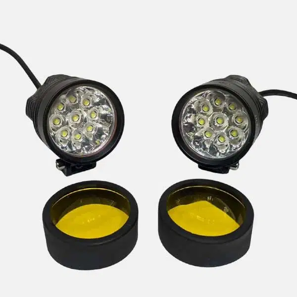 9 LED Premium Motorcycle Fog Light 90W with Yellow Filter