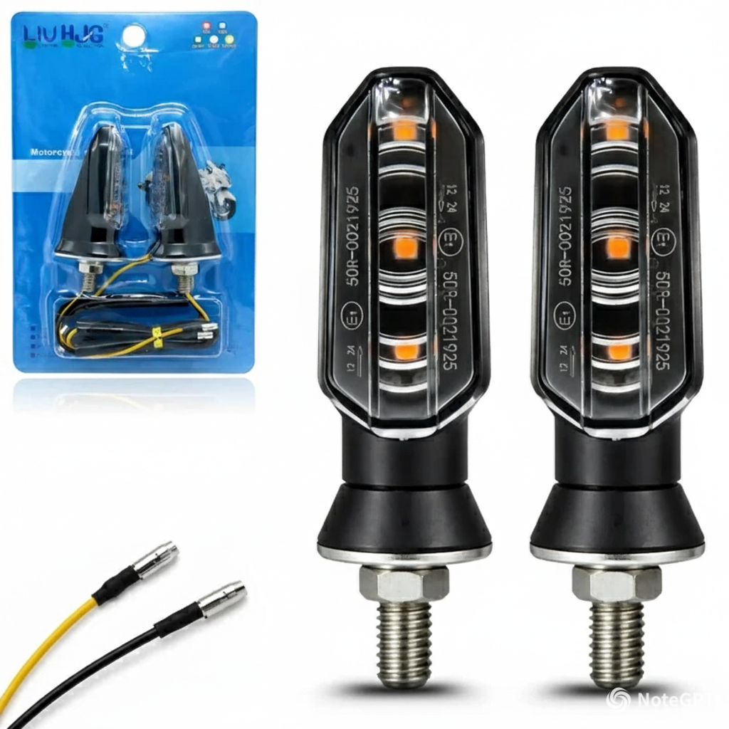 HJG 3 LED small yellow waterproof motorcycle turn signal indicators universal fit