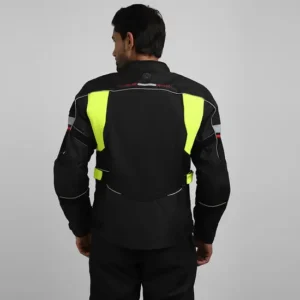 Royal Enfield Explorer V4 Print Riding Jacket Green with CE Level 2 armours and mesh ventilation