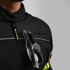 Royal Enfield Explorer V4 Print Riding Jacket Green with CE Level 2 armours and mesh ventilation