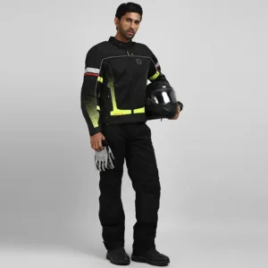 Royal Enfield Explorer V4 Print Riding Jacket Green with CE Level 2 armours and mesh ventilation