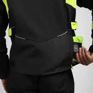 Royal Enfield Explorer V4 Print Riding Jacket Green with CE Level 2 armours and mesh ventilation