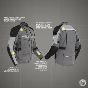 Royal Enfield Nirvik V2 Riding Jacket Charcoal – CE armour, 500D Nylon, all-weather riding jacket