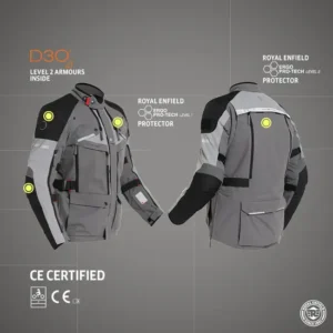 Royal Enfield Nirvik V2 Riding Jacket Charcoal – CE armour, 500D Nylon, all-weather riding jacket