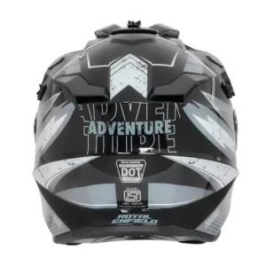 Royal Enfield Optimus Dual Sport Helmet Black with adjustable sun peak for adventure riding