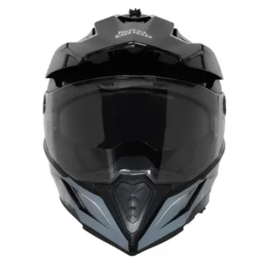 Royal Enfield Optimus Dual Sport Helmet Black with adjustable sun peak for adventure riding