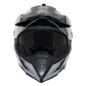 Royal Enfield Optimus Dual Sport Helmet Black with adjustable sun peak for adventure riding