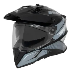Royal Enfield Optimus Dual Sport Helmet Black with adjustable sun peak for adventure riding