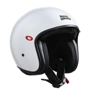 Royal Enfield Aviator Solid Open Face Helmet White with fiberglass shell and ECE certification