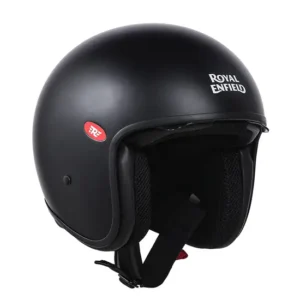 Royal Enfield Aviator Solid Open Face Helmet Black with fiberglass shell and certified protection