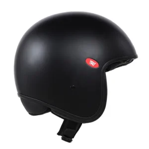 Royal Enfield Aviator Solid Open Face Helmet Black with fiberglass shell and certified protection