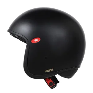 Royal Enfield Aviator Solid Open Face Helmet Black with fiberglass shell and certified protection