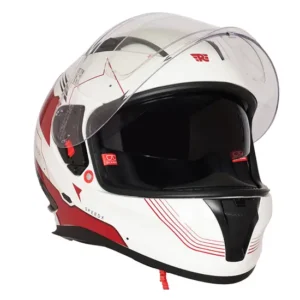Royal Enfield SPEEDX Full Face Blitz Helmet White and Red with ABS shell