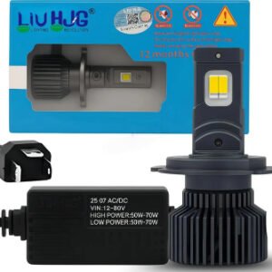 HJG M2 Mini 70W H4 LED headlight bulb white hi lo beam with cooling fan