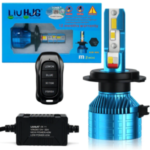 HJG M2 Mini RGB H4 LED Headlight 80W Dual Beam White Yellow with Remote Control