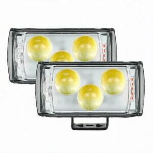 HJG 3 LED projector fog light with red blue strobe for bikes and cars