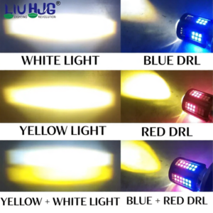 HJG H4 60 LED Devil Lens Headlight Dual Color Hi Lo Beam for Motorcycle