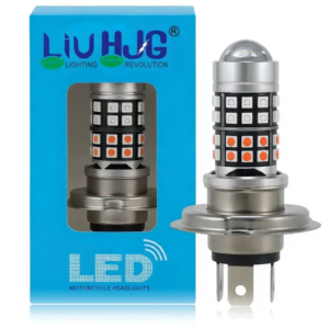 HJG H4 40 LED Devil Lens Motorcycle Headlight with Red Blue DRL