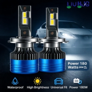 LIU HJG 180W H4 LED Headlight Bulbs Hi Lo Beam White 6500K for Bike and Car