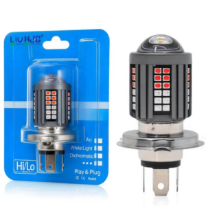 HJG H4 60 LED Devil Lens Headlight Dual Color Hi Lo Beam for Motorcycle