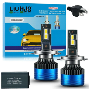 LIU HJG 180W H4 LED Headlight Bulbs Hi Lo Beam White 6500K for Bike and Car