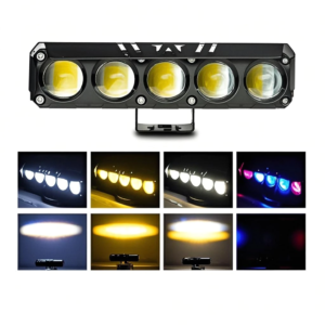 HJG 5 Lens 60W LED Fog Light with Red Blue Flash Mode for Cars and Bikes