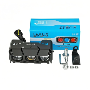 HJG 3 Lens 40W LED Fog Light with Red Blue Flash Mode for Cars and Bikes