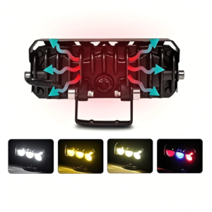 HJG 3 Lens 40W LED Fog Light with Red Blue Flash Mode for Cars and Bikes