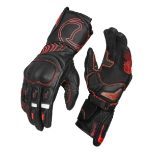 Rynox Advento Pro Gloves Black Red full gauntlet CE certified riding gloves with FAST-R slider