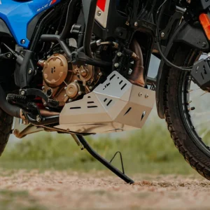 JB Racing X Pulse 210 Guardian Bash Plate Silver installed on Hero Xpulse 210 motorcycle