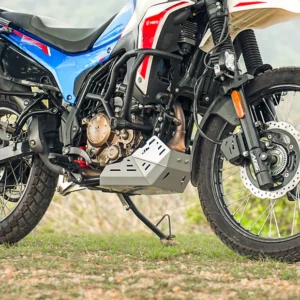 JB Racing X Pulse 210 Guardian Bash Plate Silver installed on Hero Xpulse 210 motorcycle