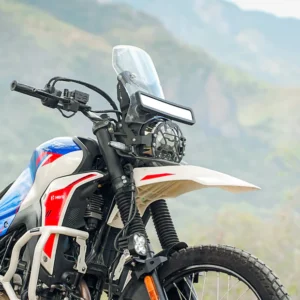 JB Racing X Pulse 210 Halox mild steel black headlight grill installed on motorcycle