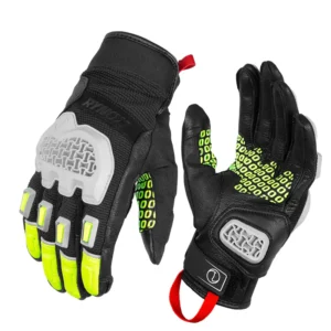 Rynox Gravel Dualsport Gloves Hi-Viz Green dualsport motorcycle riding gloves for road and off-road use