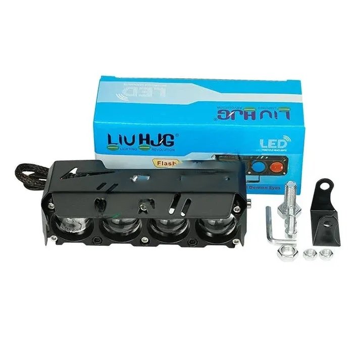 HJG 4 Lens Red Blue 50W LED Projector Fog Light for Cars and Bikes