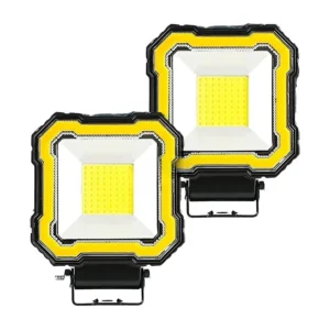 HJG Square LED Fog Light 60W with Red DRL Universal for Bike and Car
