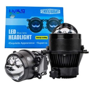 HJG 3 Inch Bi-LED Projector Fog Light with Laser Spot, Red DRL and Tricolor Lighting
