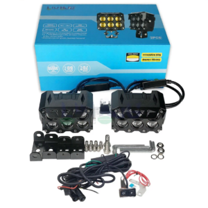 HJG Future Eyes 6x6 180W LED fog light with wiring harness for motorcycle and car