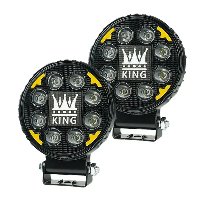 HJG KING 12 LED Round Fog Light with Red DRL for Bike and Car