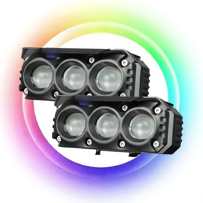 HJG M Series RGB DRL 3 Lens Projector Fog Light 50W for Cars and Bikes