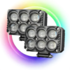 HJG M Series RGB DRL 6x6 LED Projector Fog Lights for Cars and Bikes