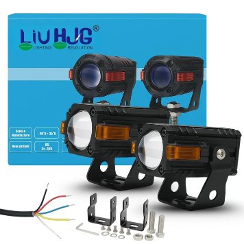 LIU HJG S-82 80W LED fog lights with red devil eye DRL and amber hazard indicator