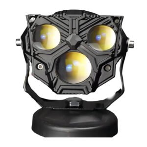 HJG Transformer 3 Projector Foglight 100W Tricolor LED with Red DRL for Cars and Bikes