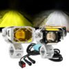 HJG Chrome Transformer 140W LED Fog Lights dual color white yellow with wiring harness