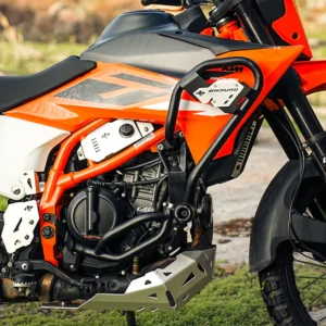 Legundary KTM 390 Enduro R Defender Crash Guard Black installed on motorcycle