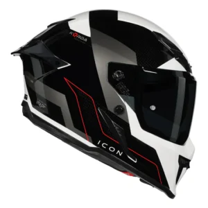 Korda Icon Nyx Helmet Gloss Black White dual visor ECE 22.06 ISI certified full face helmet