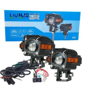 HJG Hazard S59 single lens LED fog light 80W with red amber DRL and wiring harness kit